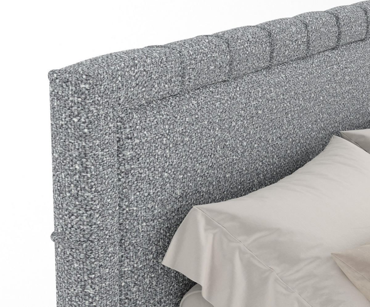 BOXBETT Estelle Grau 180/200 cm im Boucle-Stoff - Schwarz/Grau, Holz/Holzwerkstoff (180/200cm) - Maison de Reve