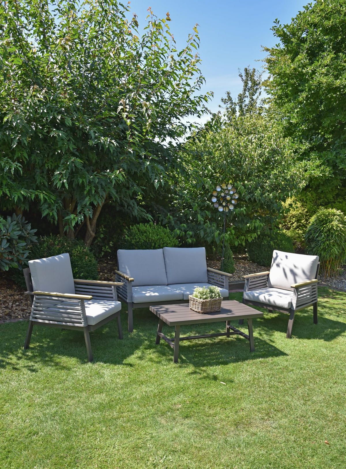 GARTENLOUNGESET Jarle Hellgrau Gartenmöbel - Hellgrau, Kunststoff - DELUKE