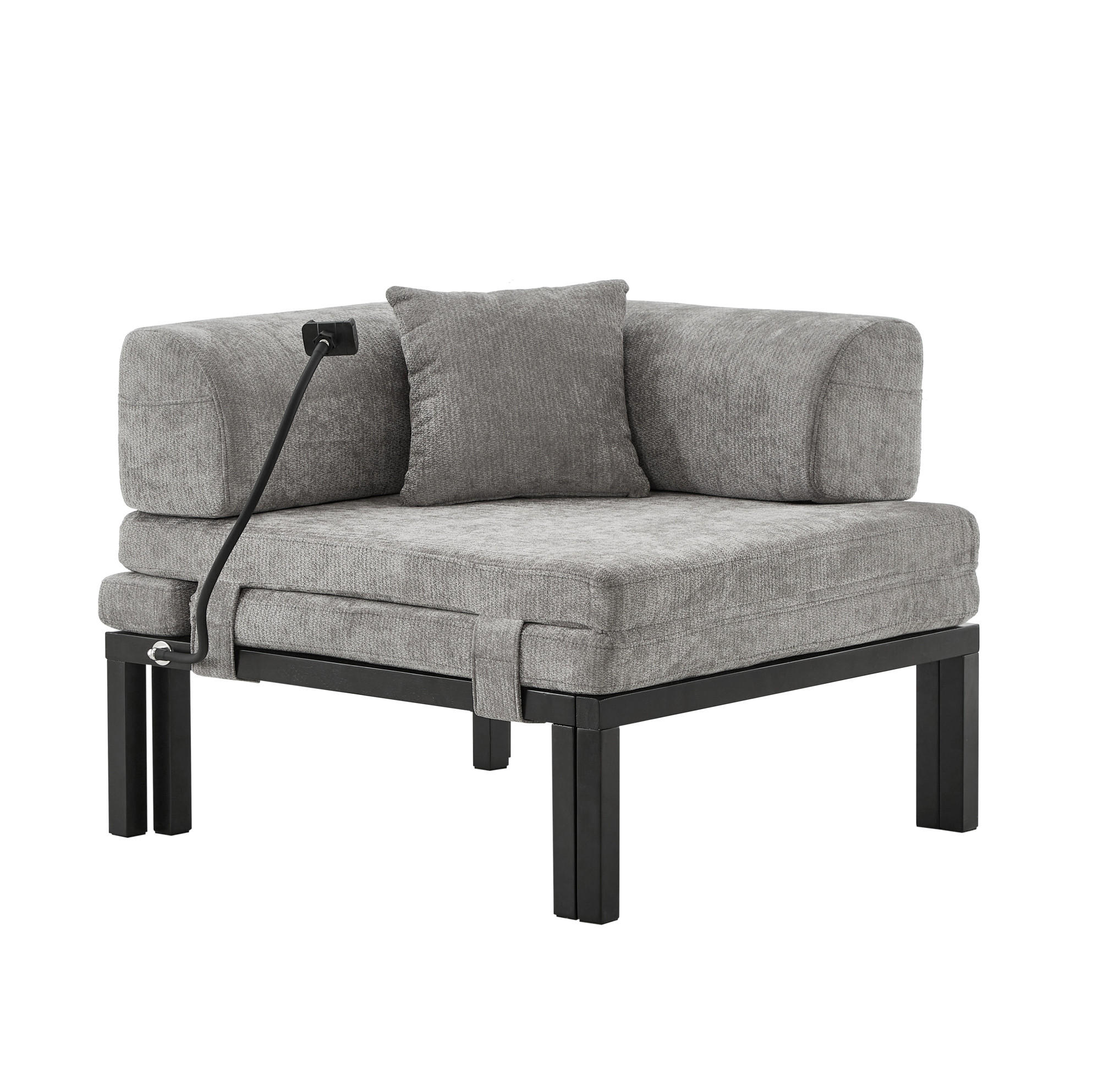 SCHLAFSOFA klappbar mit Ausziehbett Samt Hellgrau - Hellgrau, Holz (81/64/176cm) - Meubliv