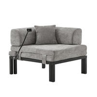 SCHLAFSOFA klappbar mit Ausziehbett Samt Hellgrau - Hellgrau, Holz (81/64/176cm) - Meubliv