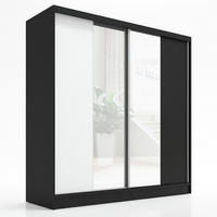 SCHWEBETÜRENSCHRANK 200 CM DUO Farbe: Schwarz | weiß |schwarz - Schwarz/Weiß, Holzwerkstoff (200/215/60cm) - A&J MöbelLand