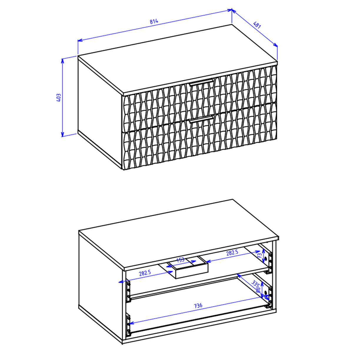 WASCHTISCHUNTERSCHRANK 81cm Nevia Holz und Schwarz - Schwarz, Holzwerkstoff (81/40/48cm) - Petits-meubles