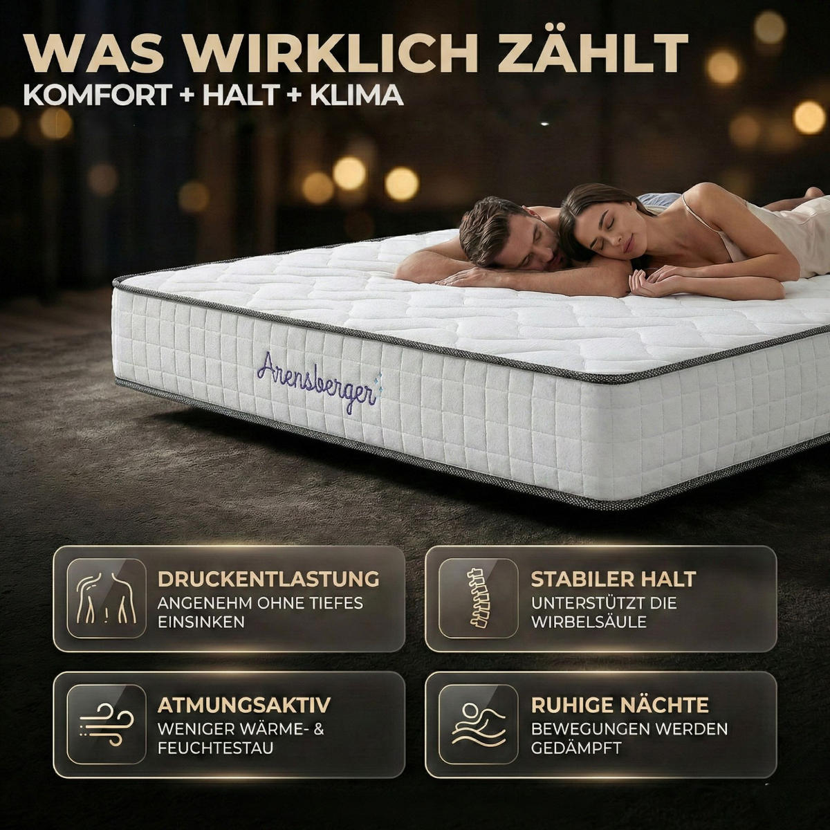 TASCHENFEDERKERN Matratze JANA, 120x200cm - Weiß, Textil (120/200cm) - Arensberger