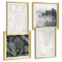 BILDER SET 4er Set - 50x50 cm & 40x60 cm Goldrahmen - Steinpastellmarmor - Goldfarben, Kunststoff (50/50cm) - TULUP