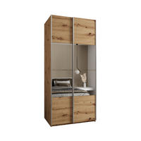 SCHWEBETÜRENSCHRANK 245,5/100/64 2-türig - Silberfarben/Eiche Artisan, Holz/Metall (100/245/64cm) - Abiks Möbel