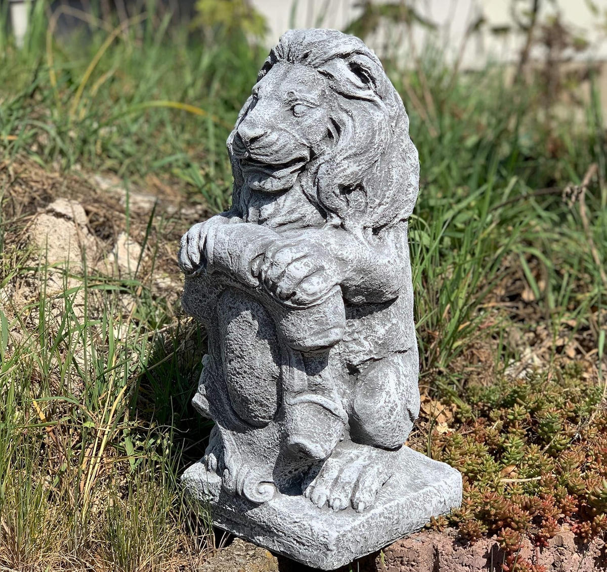 STEINFIGUR Löwe stehend frostfest Steinguss wetterfest - Grau, Stein (16/40/17cm) - stoneandstyle