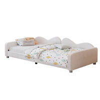 KINDERBETT aus Teddystoff 90x200 cm Weiß als Schlafsofa mit Rückenlehne - Weiß, Textil (90/200cm) - IVMEU
