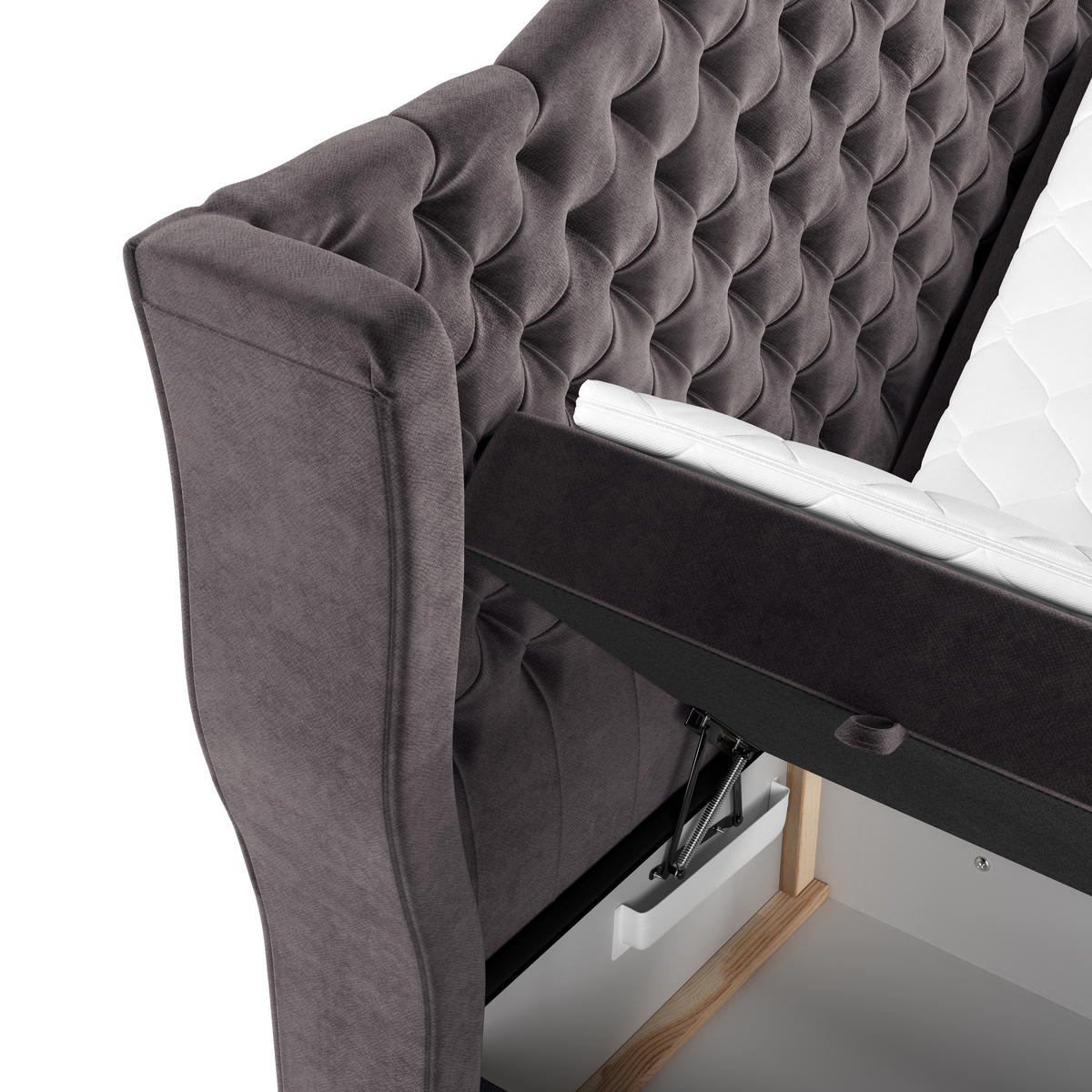 BOXBETT Royal Braun 160/200 cm im Samtstoff - Schwarz/Braun, Holz/Holzwerkstoff (160/200cm) - Maison de Reve