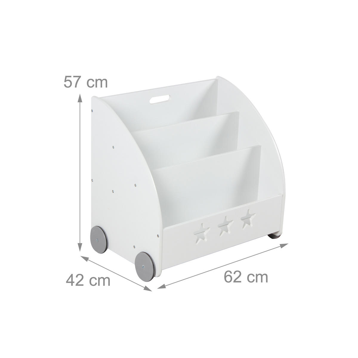 KINDERBÜCHERREGAL - Weiß, Holzwerkstoff (62/57/42cm) - Relaxdays