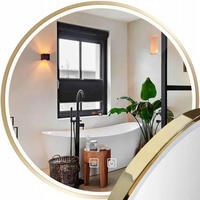 SPIEGEL Rea Led 70cm Mmj Gold - Goldfarben, Glas (70/70/4cm) - REA