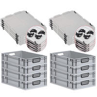 EUROBOX 8x NextGen Color mit Auflagedeckel 12x40x60 cm 23 Liter Grau Griffe schwarz offen - Schwarz/Grau, Kunststoff (40/12/60cm) - PROREGAL