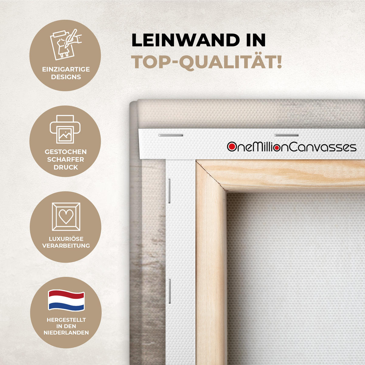 LEINWANDBILD Moderne Kunst - Abstrakt - Beige XXL 150x100 cm - Beige, Textil (150/100cm) - MuchoWow