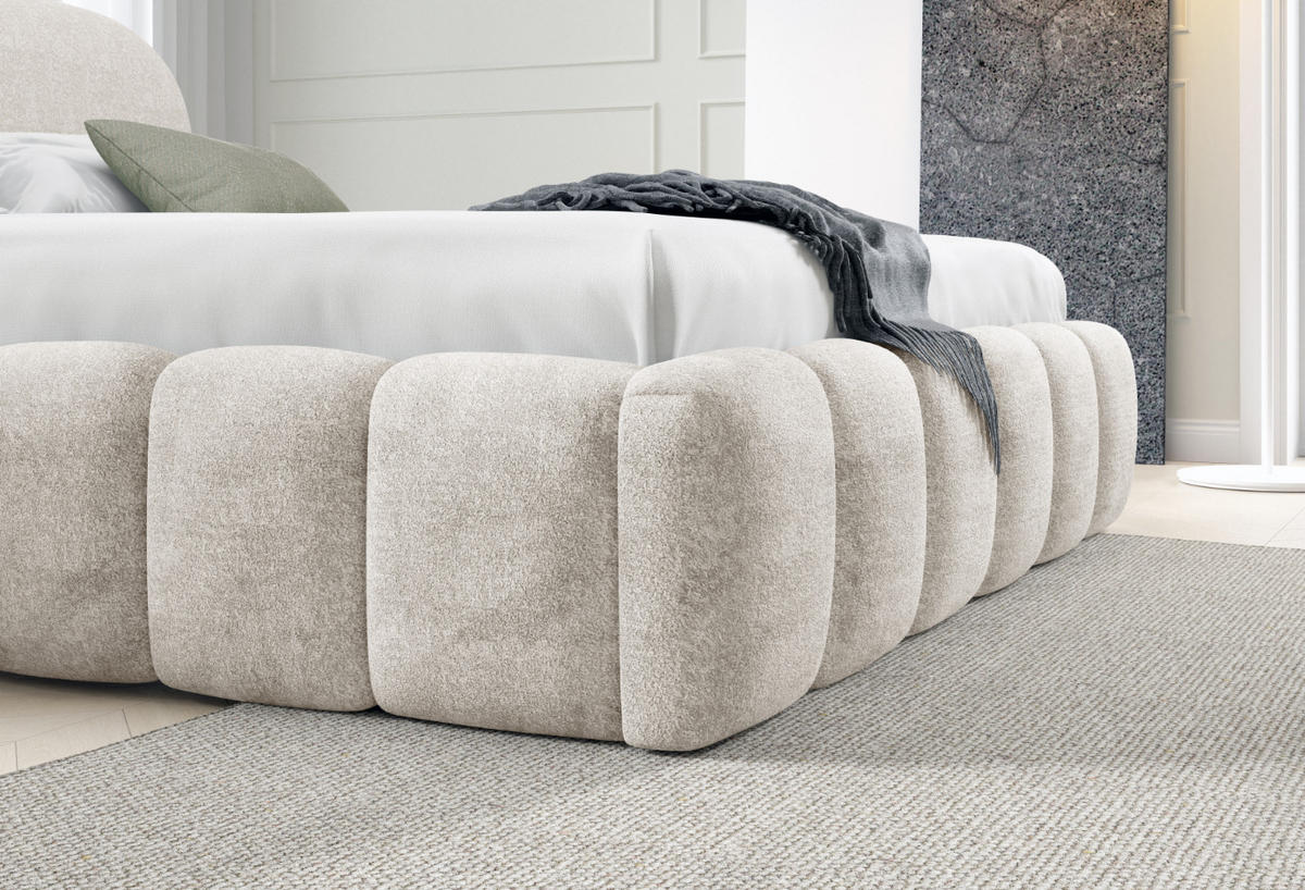 POLSTERBETT mit Stauraum 140x200 cm in Creme - Creme, Textil (140/200cm) - Home Collective
