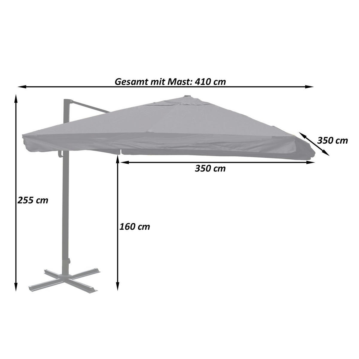 AMPELSCHIRM Bordeaux 350/350 cm - Bordeaux, Textil (410/350cm) - MCW