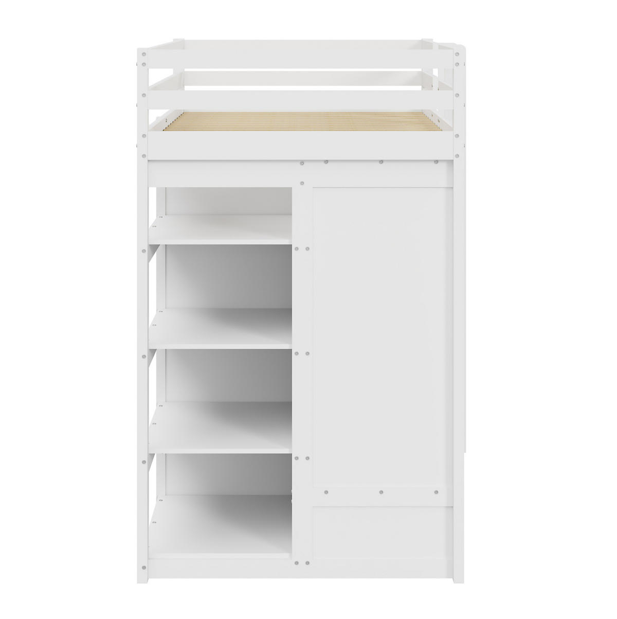 ETAGENBETT aus Holz 90x200 cm Weiß mit Ausziehbett, Kleiderschrank und Schubladen - Weiß, Holz (90/200cm) - IVMEU