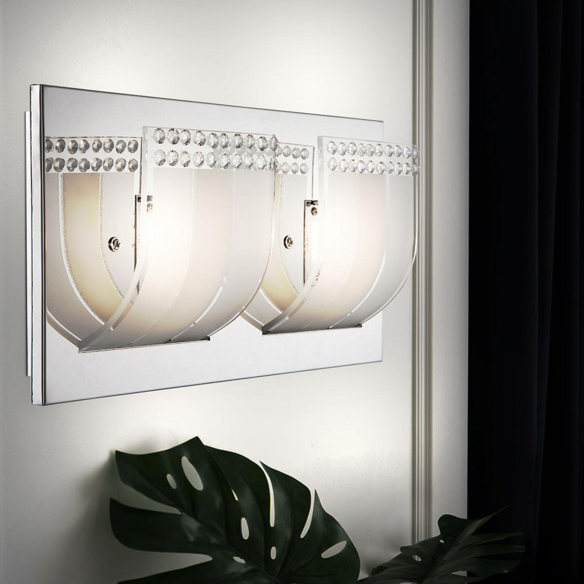 LED WANDLEUCHTE NENA Kristall Silber - Silberfarben, Glas (16/9/30cm) - Globo Lighting