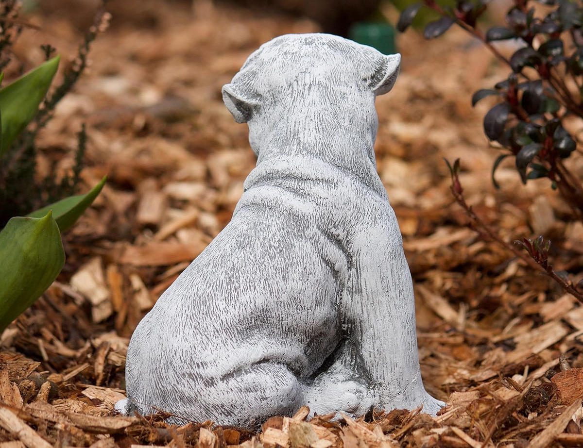 STEINFIGUR Hund Mops, Frostfest, Steinguss - Grau, Stein (12/19/15cm) - stoneandstyle