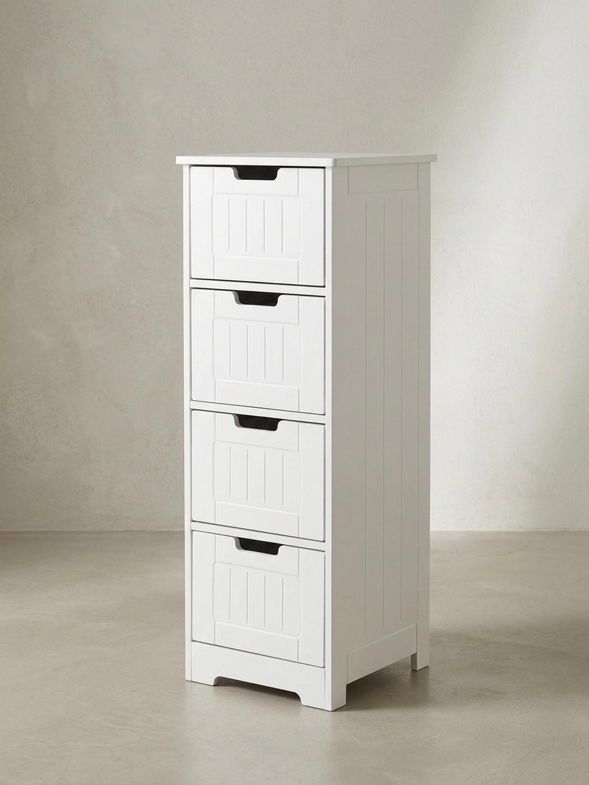 BADKOMMODE Weiß 30x83x30 cm im Landhausstil mit 4 Schubladen und Ablagefläche - Weiß, Holz (30/83/30cm) - KADIMA DESIGN