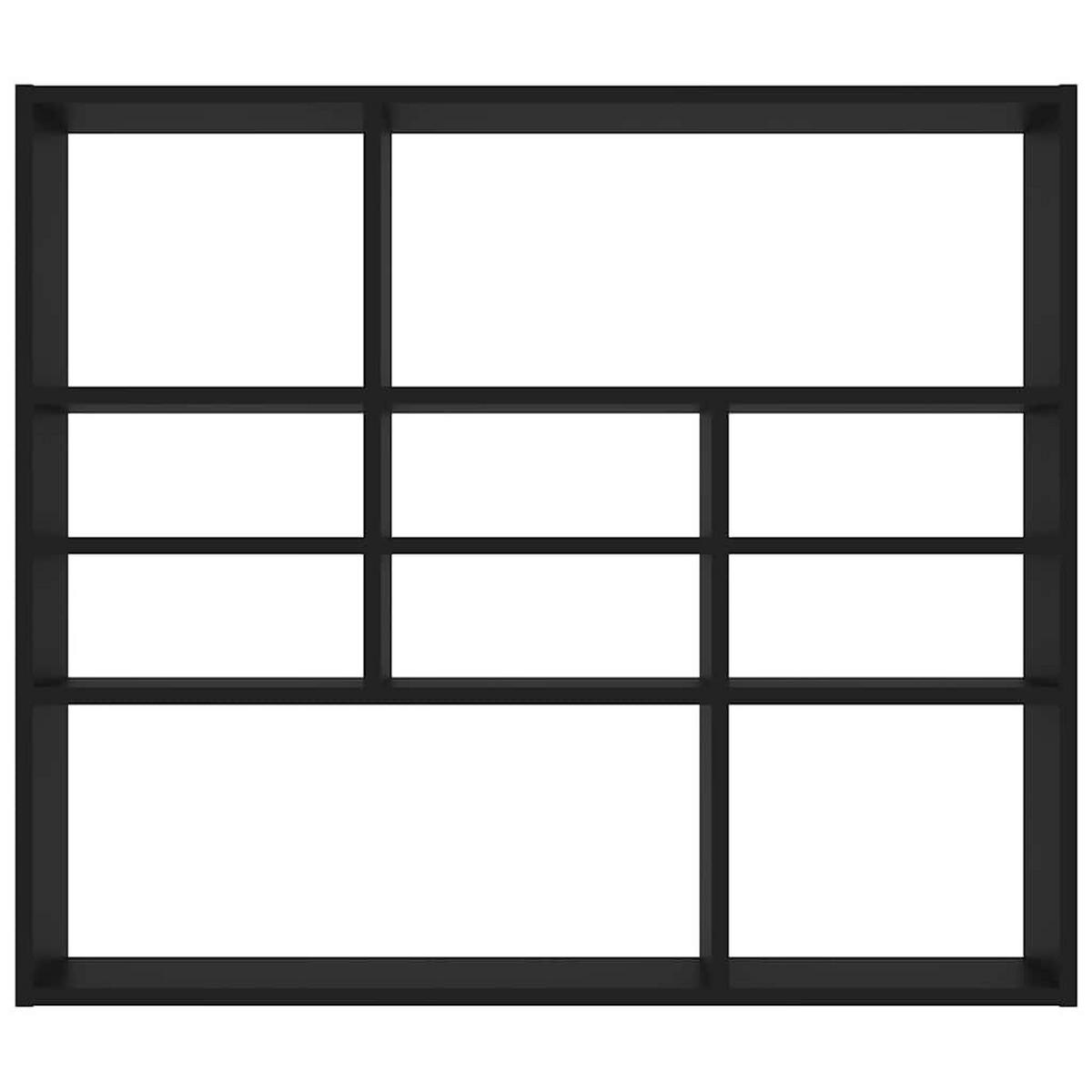 WANDREGAL mit 10 Fächern 90/16/78 cm aus Holzwerkstoff Schwarz - Schwarz, Holz (90/78/16cm) - vidaXL