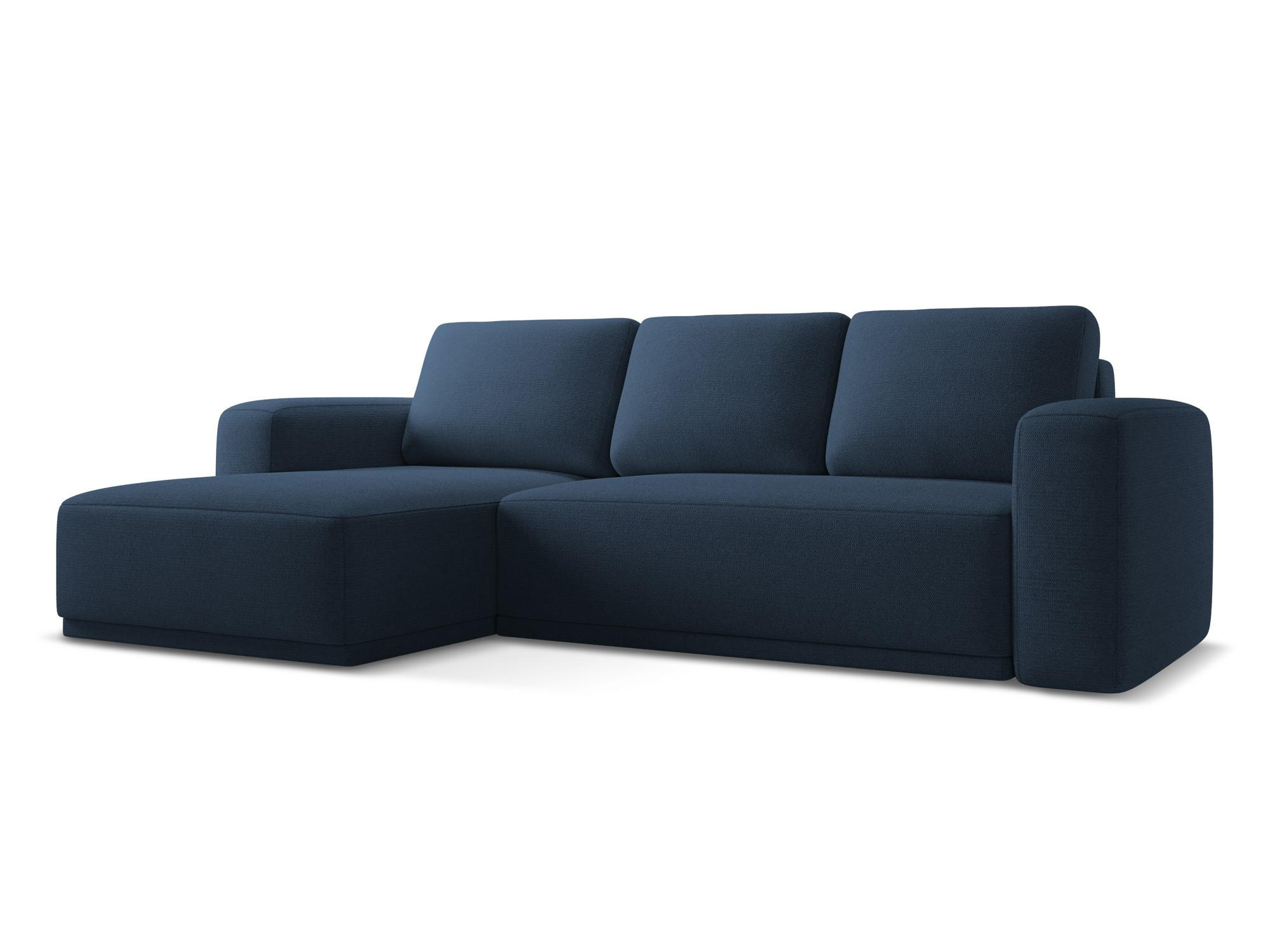 ECKSOFA mit Schlaffunktion Chenille Stoff Blau - Blau/Schwarz, Kunststoff/Textil (160/258cm) - Makamii