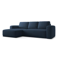 ECKSOFA mit Schlaffunktion Chenille Stoff Blau - Blau/Schwarz, Kunststoff/Textil (160/258cm) - Makamii