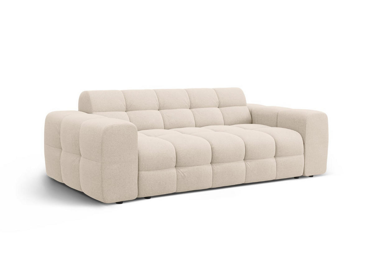 SOFA Kendal aus strukturiertem Stoff beige 3 Sitzplätze - Beige, Textil (103/79/222cm) - Micadoni