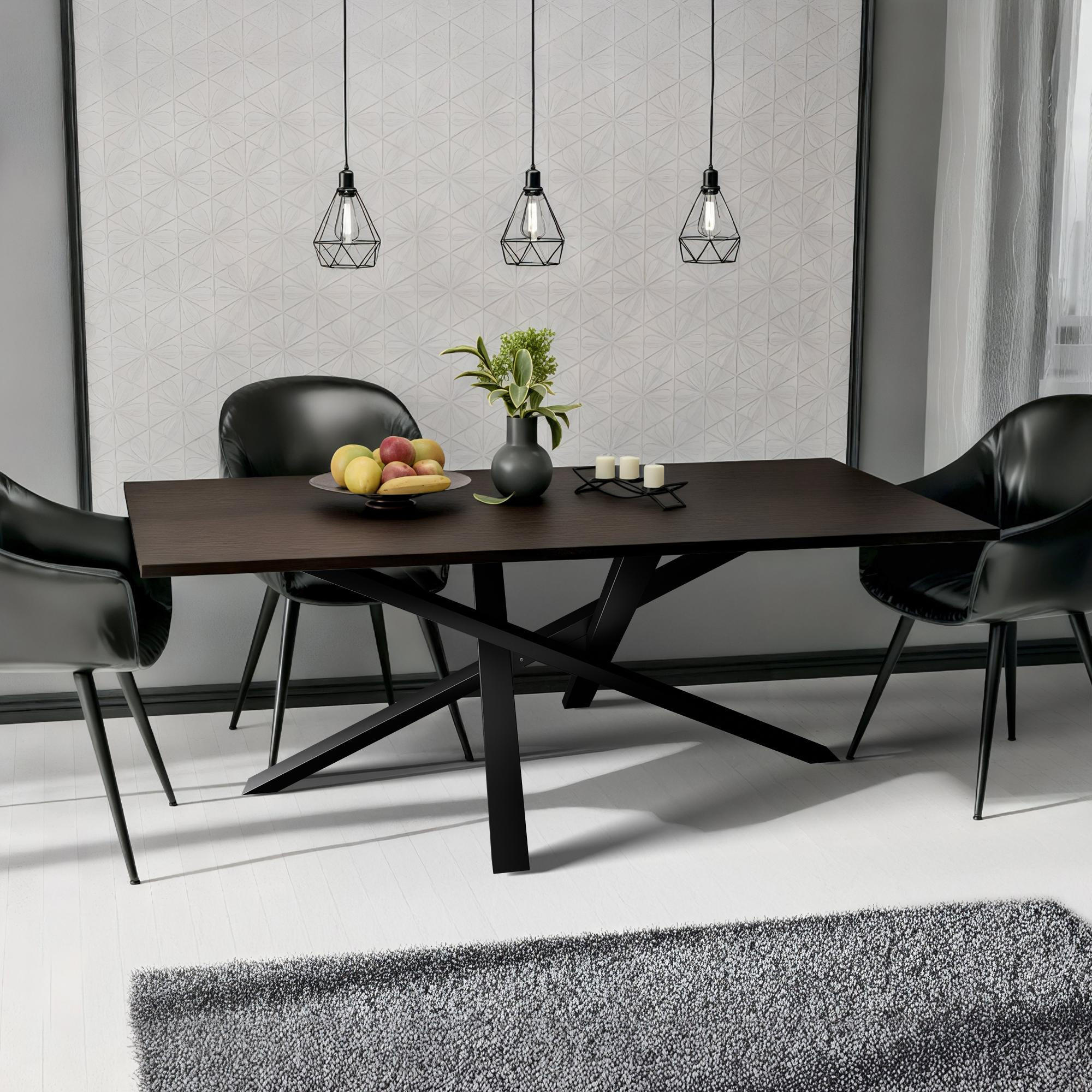 TISCHBEIN eckig 160/80/72 cm Metall Schwarz - Schwarz, Metall (160/72/80cm) - CLP