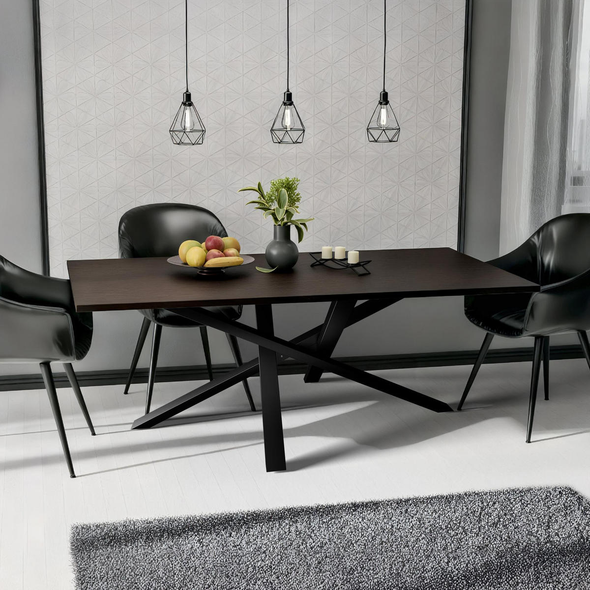 TISCHBEIN eckig 160/80/72 cm Metall Schwarz - Schwarz, Metall (160/72/80cm) - CLP