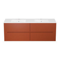 DOPPELWASCHTISCH - 150 cm x 45.5 cm - Holz, Platte - Terracotta - PAVANI - Terracotta, Holz (150/55/45.5cm) - Vente-Unique
