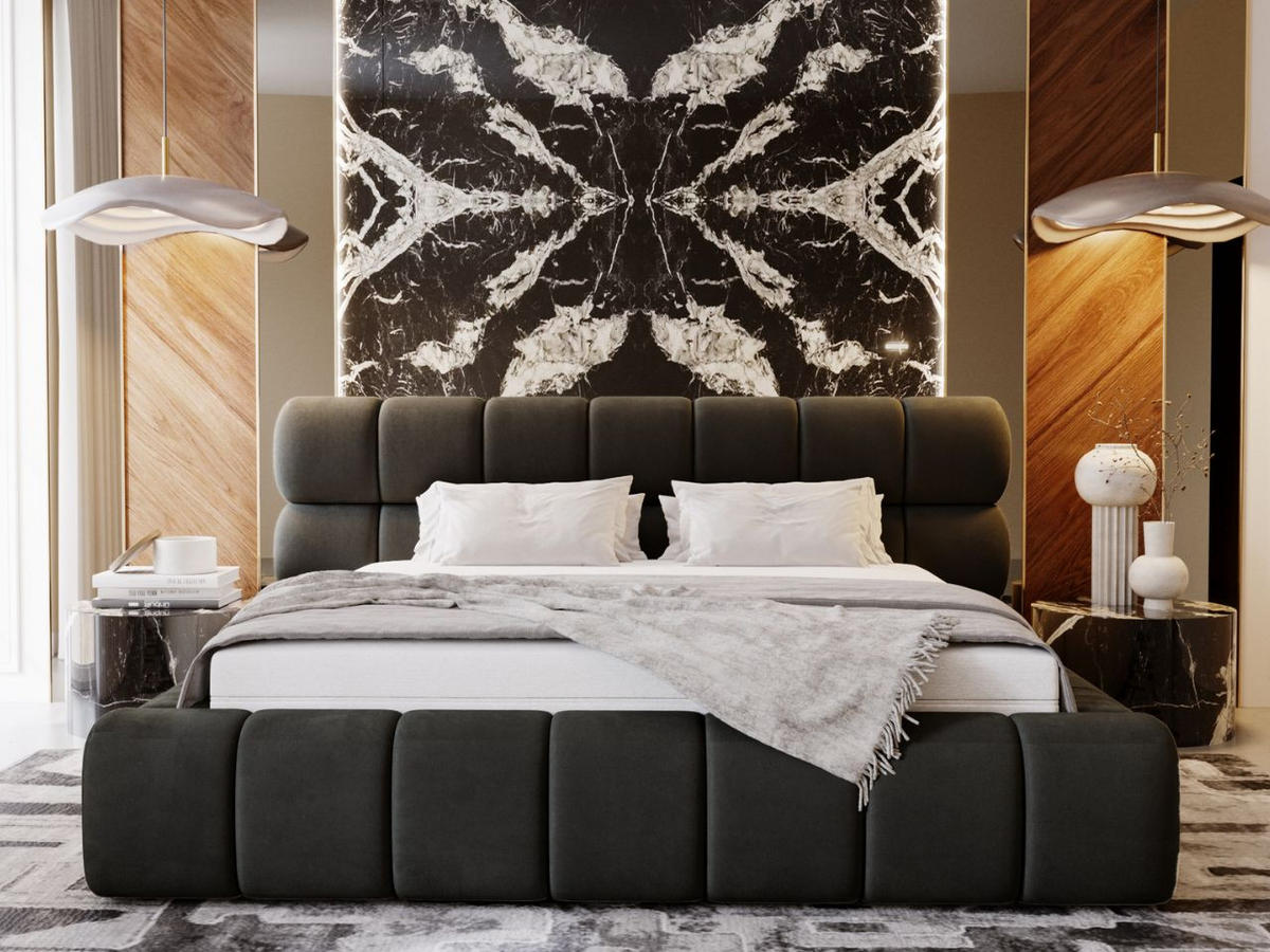 POLSTERBETT Mellow 140x200 Dunkelgrau - Dunkelgrau, Textil (140/200cm) - Graingold