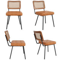 ESSZIMMERSTUHL mit PE-Rattan 61 x 46 x 79 cm PU-Leder Braun - Braun, Metall (44/79/46.1cm) - Meubliv