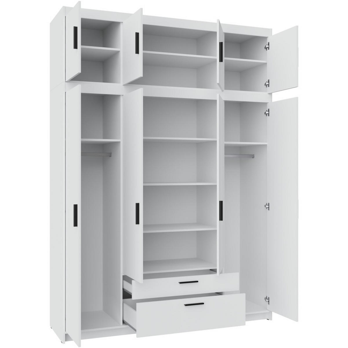 DREHTÜRENSCHRANK Elena mit 4 Türen und 2 Schubladen, mit Aufsatz Sonoma Eiche - Sonoma Eiche, Holzwerkstoff (176/245/53cm) - Beautysofa