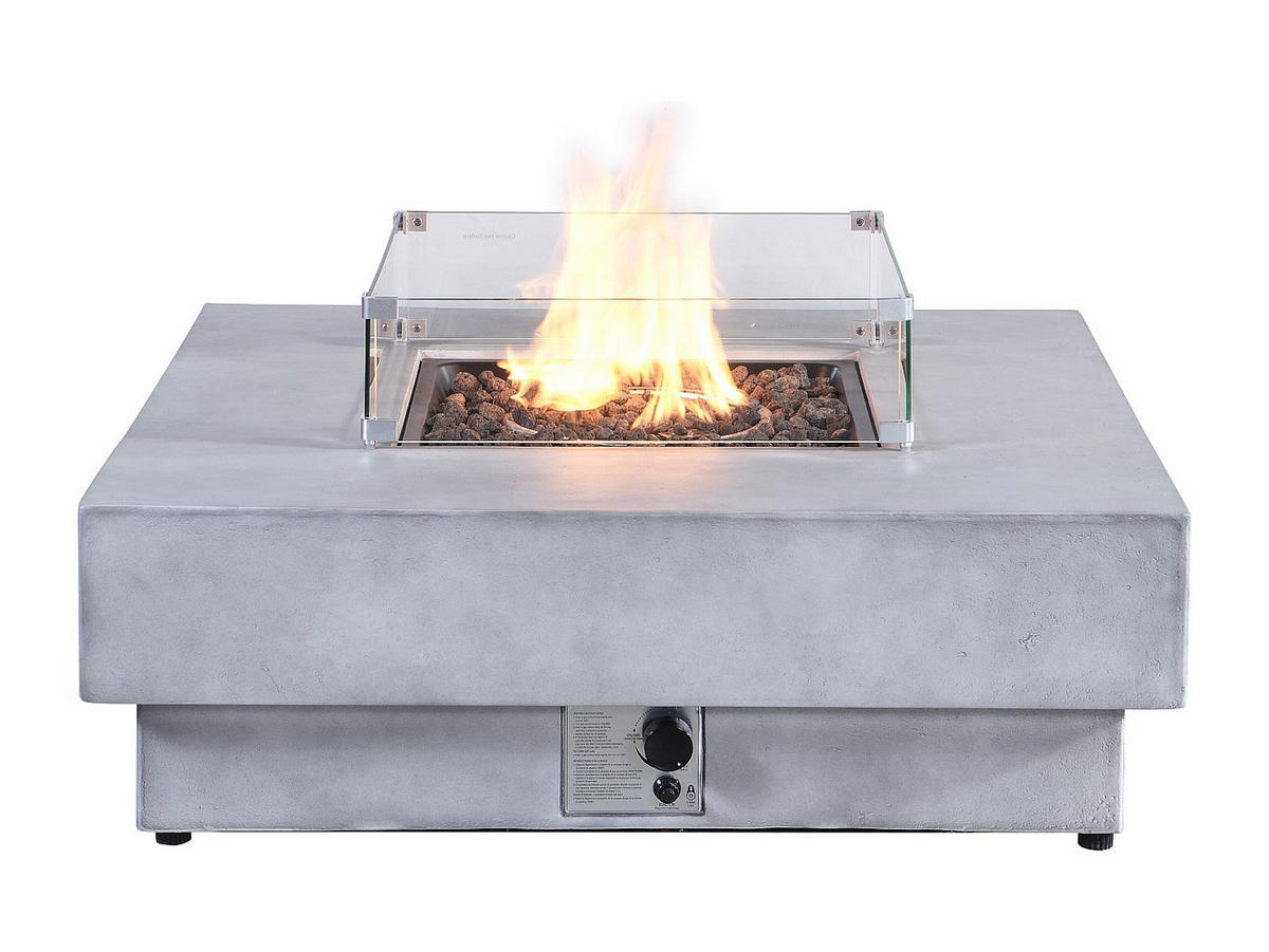 FEUERSCHALE - 106.6cm x 106.6cm - Kunststein - hellgrau - SEROZA - Hellgrau, Stein (106.6/52.4/106.6cm) - Vente-Unique