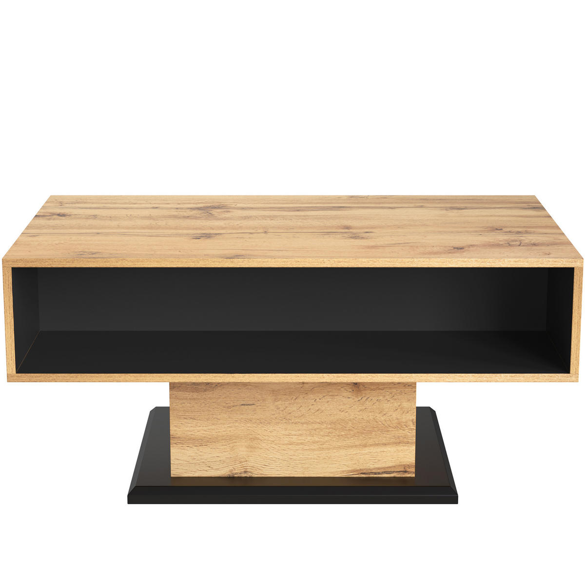 KLUBSKA miza, 100/47/60 cm, iverna plošča v hrastovem dekorju in antracitni barvi, s prostorom za shranjevanje - naravne barve, leseni material (100/47/60cm) - BEAOK