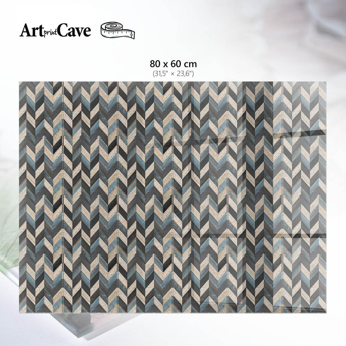 GLASPLATTE 80x60 cm – Chevron-Muster - Braun, Glas (0.4/80/60cm) - ArtPrintCave