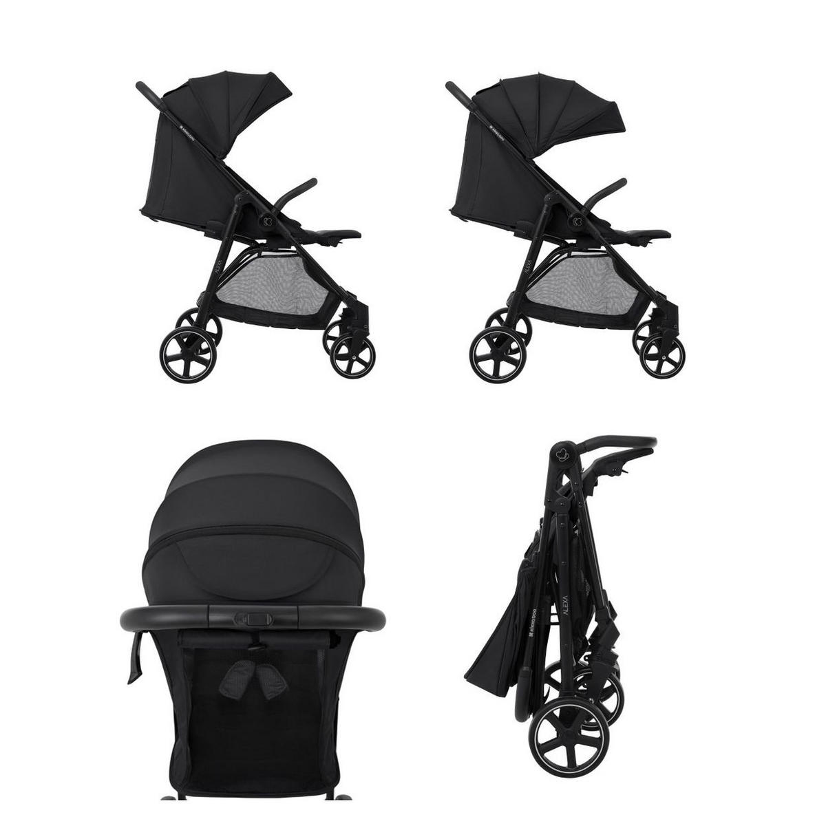 BUGGY Alexa 22 kg schwarz faltbar, Rückenlehne verstellbar, Gurt - Schwarz, Metall (72/51/101cm) - Kikka boo