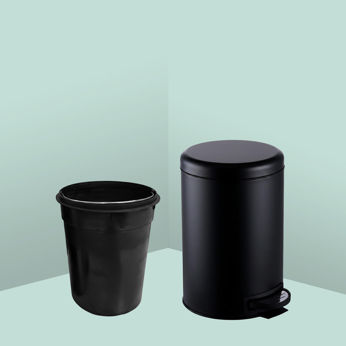 MÜLLEIMER - Schwarz, Kunststoff/Metall (25.5/39/33cm) - Relaxdays
