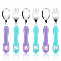 KINDERBESTECK 6-teiliges Set Edelstahl Kunststoff Einhorn - Multicolor, Metall