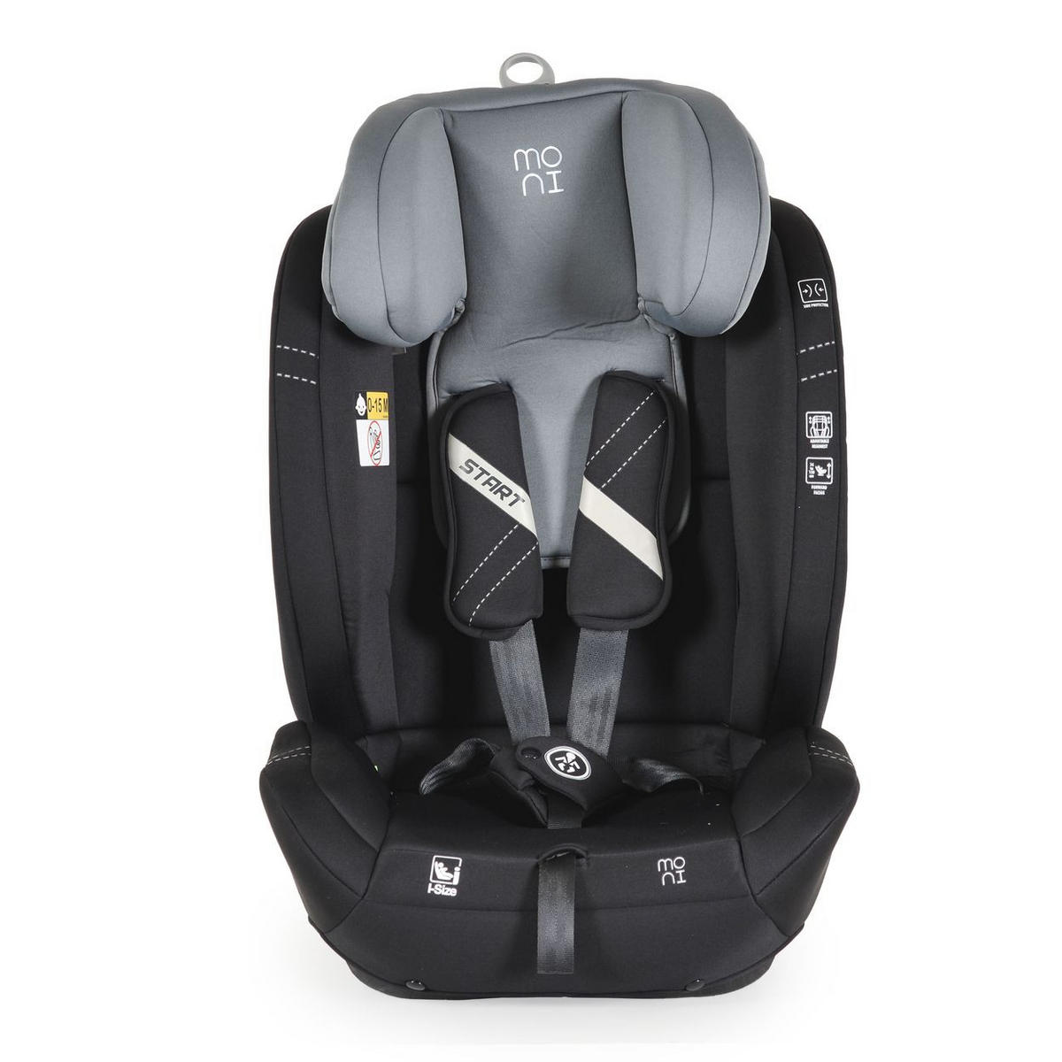 KINDERSITZ i-Size Start grau (76-150cm) Kopfstütze verstellbar, Kuscheltier - Grau, Kunststoff (45/60/46cm) - Moni