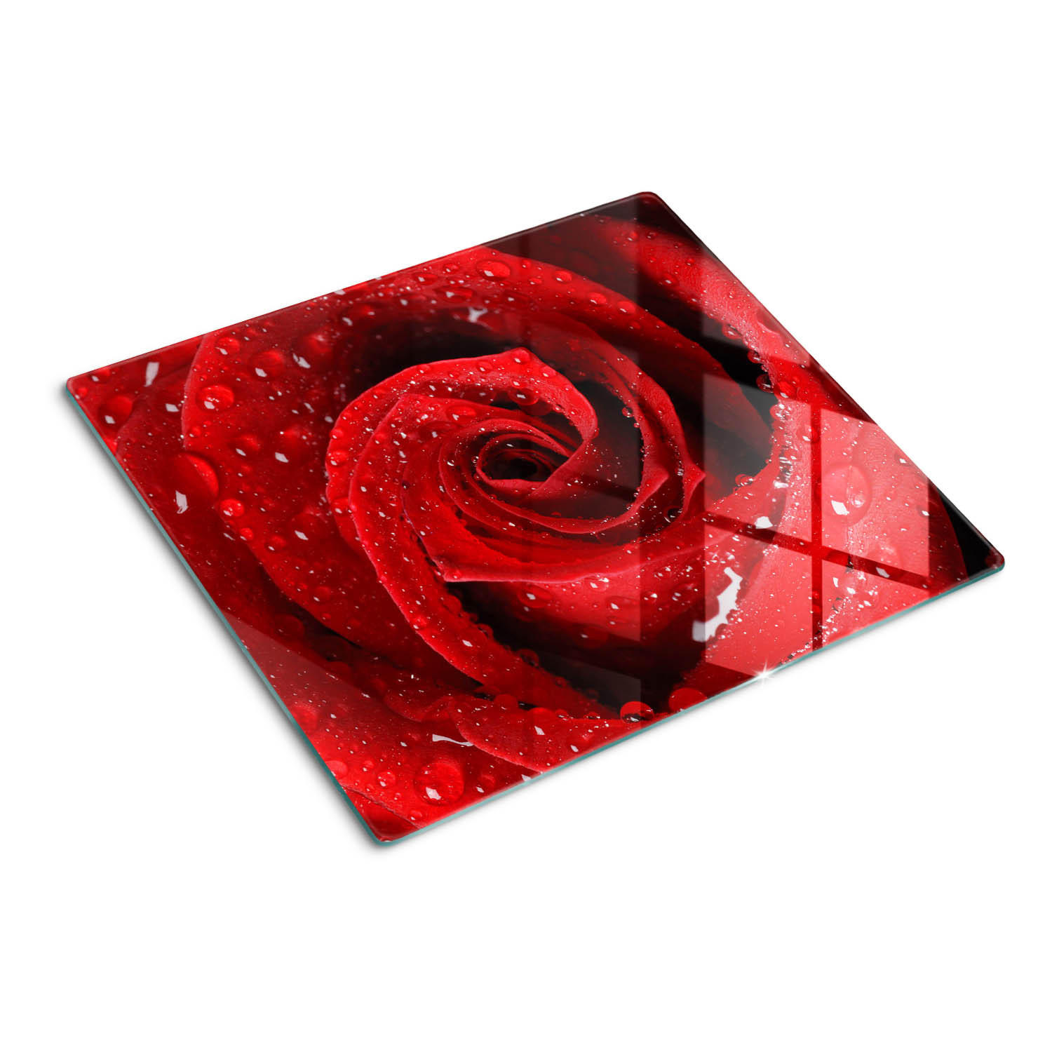 GLASPLATTE 60x52 cm Rosentropfen - Rot, Glas (60/0.4/52cm) - TULUP