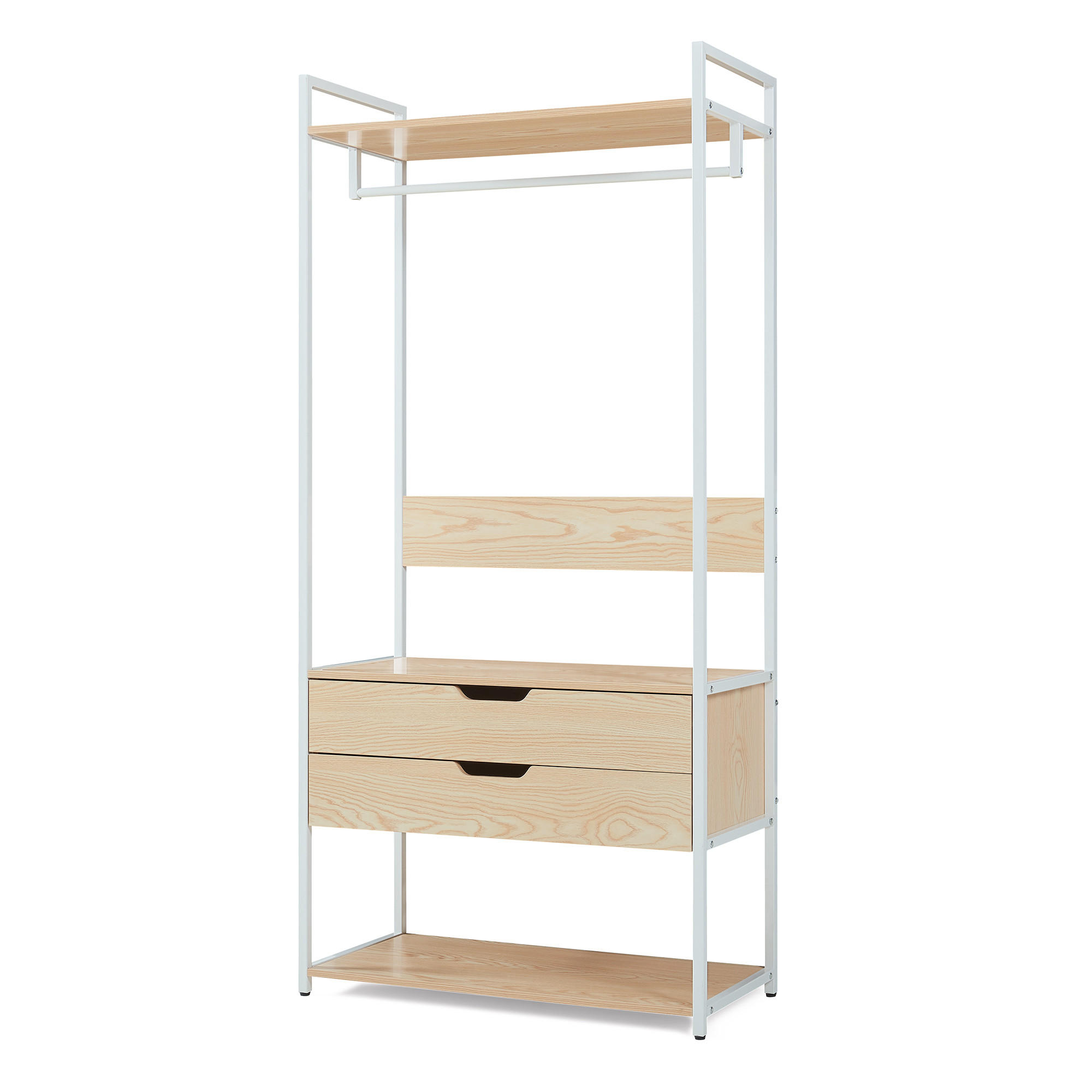 GARDEROBENSTÄNDER Larem - Eichefarben/Schwarz, Holzwerkstoff/Metall (84/180/40cm) - [en.casa]
