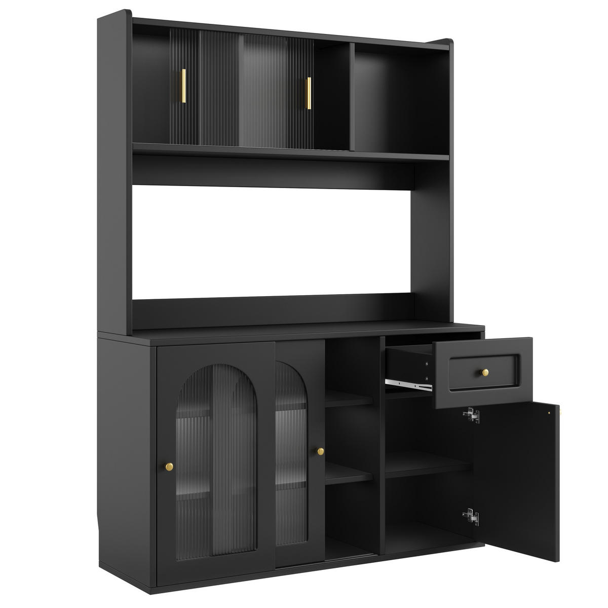 KÜCHENSCHRANK mit LED 120 x 35 x 167 cm Schwarz - Schwarz, Holzwerkstoff (35/167/120cm) - Meubliv