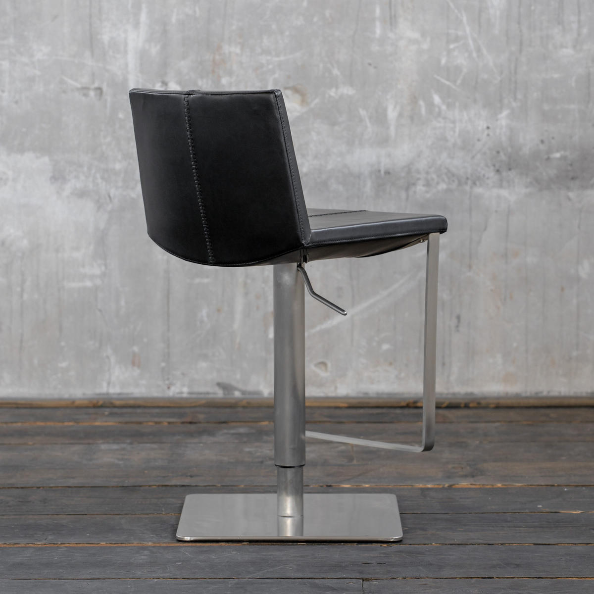 BARHOCKER FES Schwarz Kunstleder - Schwarz, Leder (42.5/85.5/51cm) - KAWOLA
