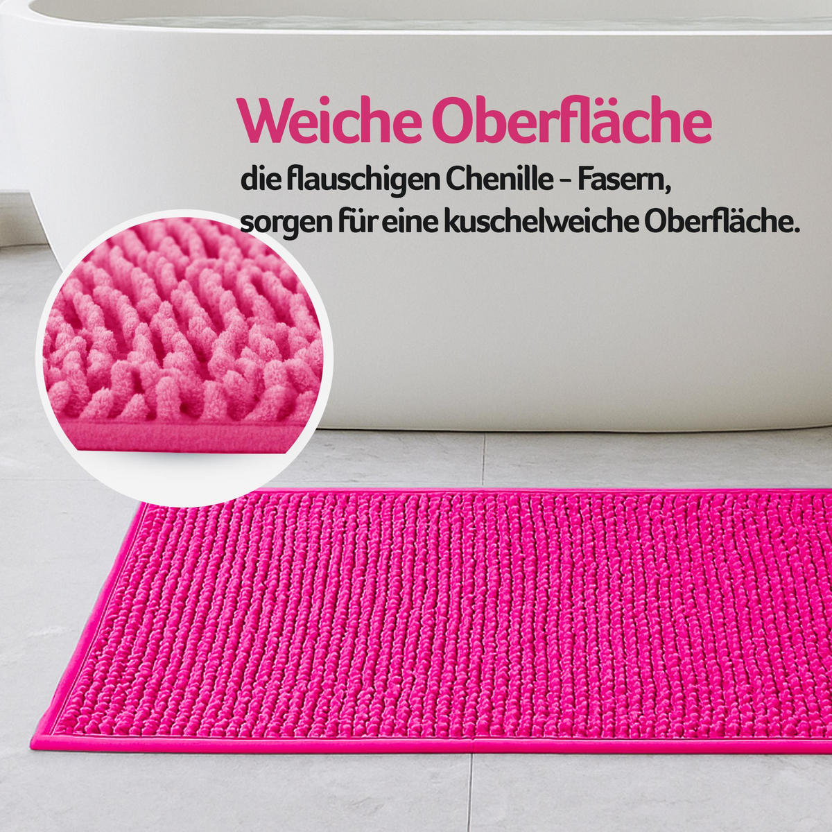 BADEMATTE Chenille Pink 60x90 cm - Pink, Textil (90/60cm) - Bestlivings