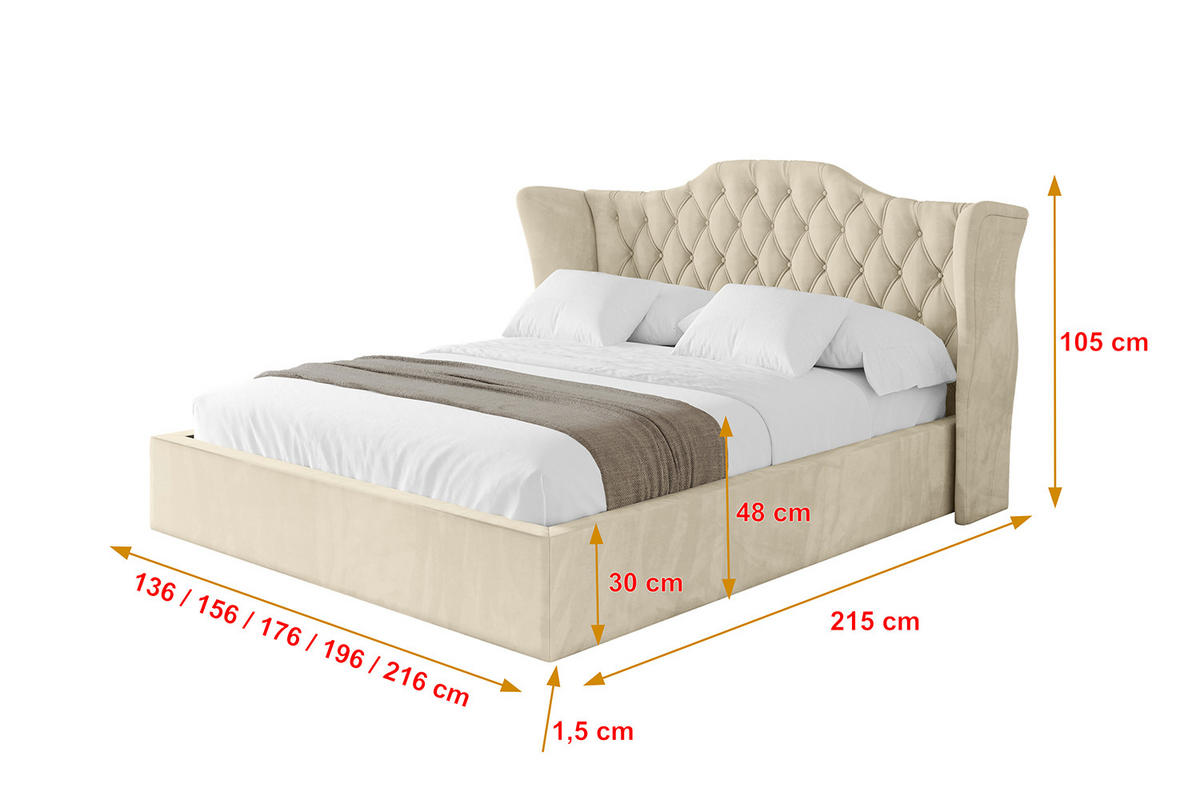 POLSTERBETT mit Bettkasten und Lattenrost, Bett mit Matratze H3/H4 - ZORAN 180x200 Beige - Ecru, Holzwerkstoff/Textil (180/200cm) - ALTDECOR
