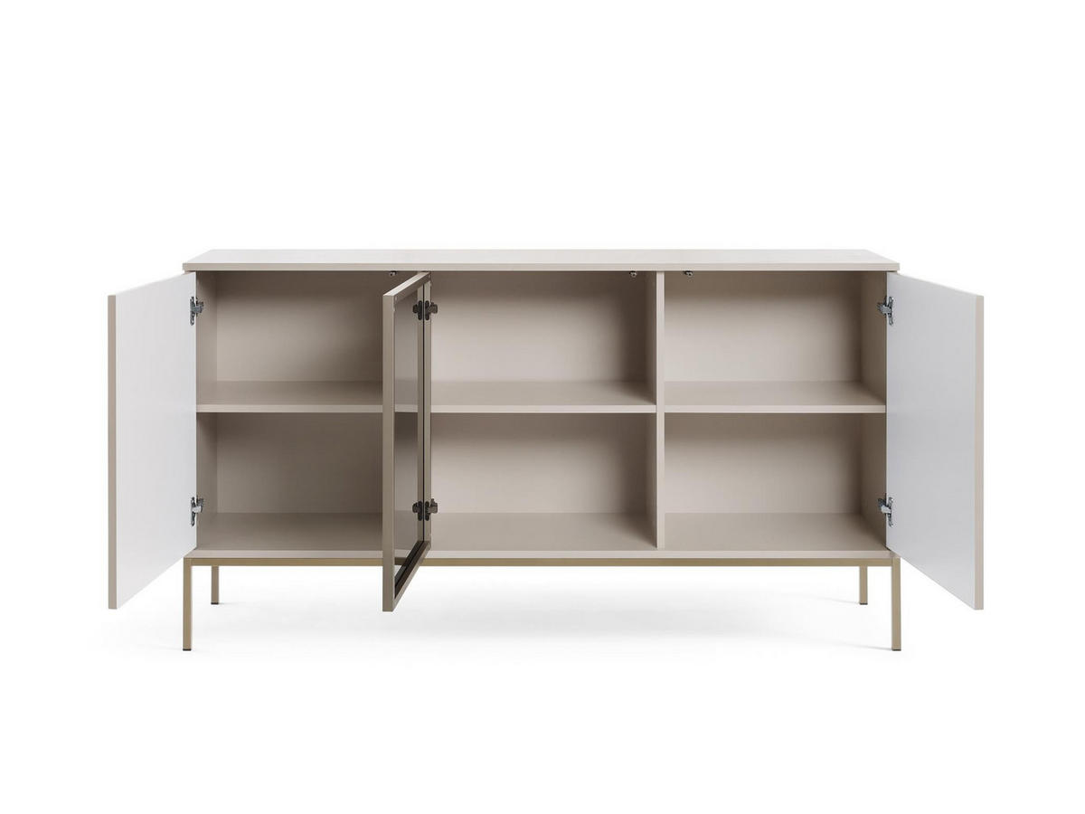 KOMMODE Sentino Kaschmir, Dreitürige Türkommode mit LED - Kaschmir, Holzwerkstoff/Metall (154/83/39cm) - Bettso