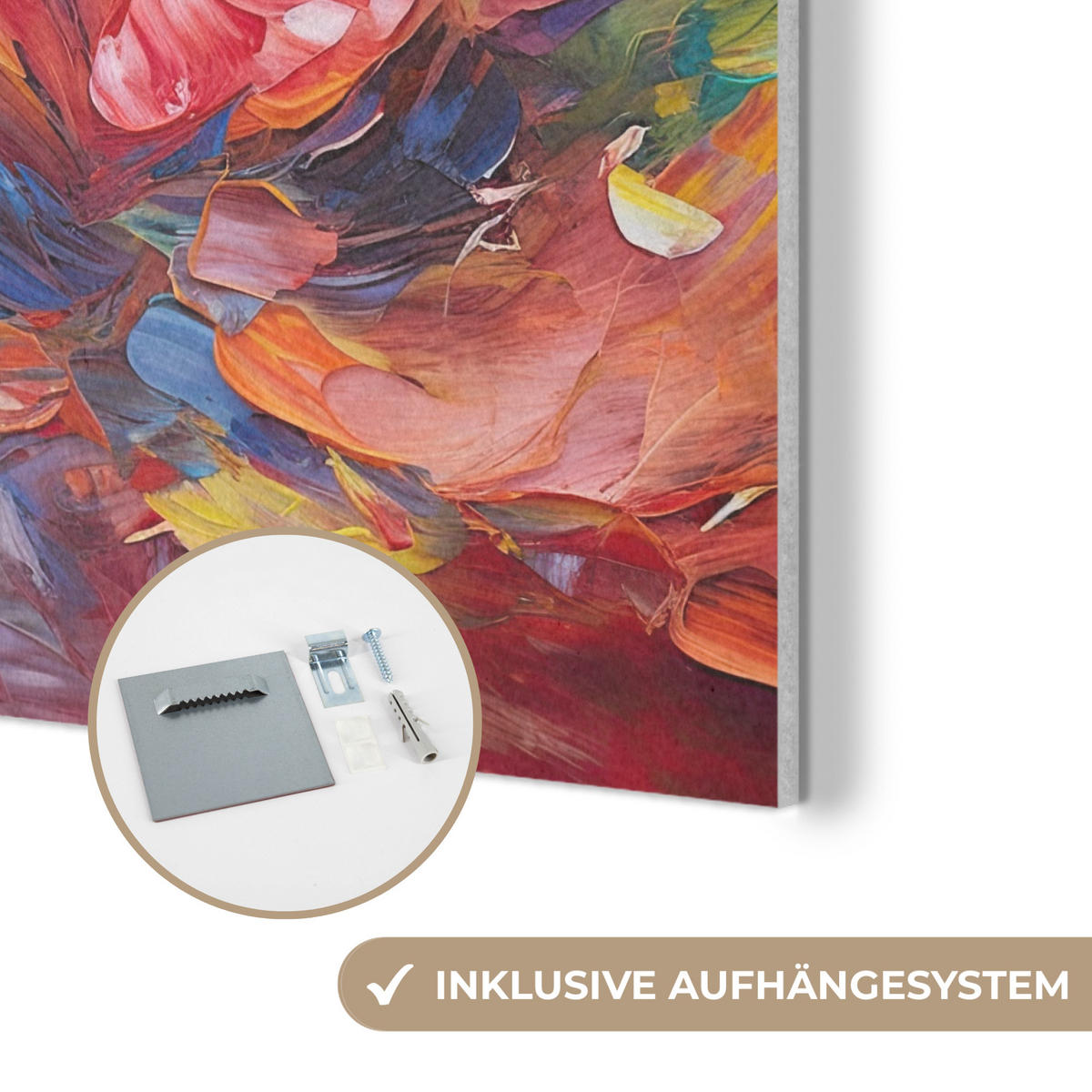 AKUSTIKBILD Ölgemälde - Kunst - Abstrakt - Farbenfroh Akustikpaneele 80x80 cm - Altrosa, Kunststoff (80/80/0.9cm) - MuchoWow