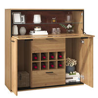 SIDEBOARD 110/38/111 cm in Natur/Schwarz mit Weinregalen und LED-Beleuchtung - Naturfarben, Holzwerkstoff (110/111/38cm) - Flora Grace