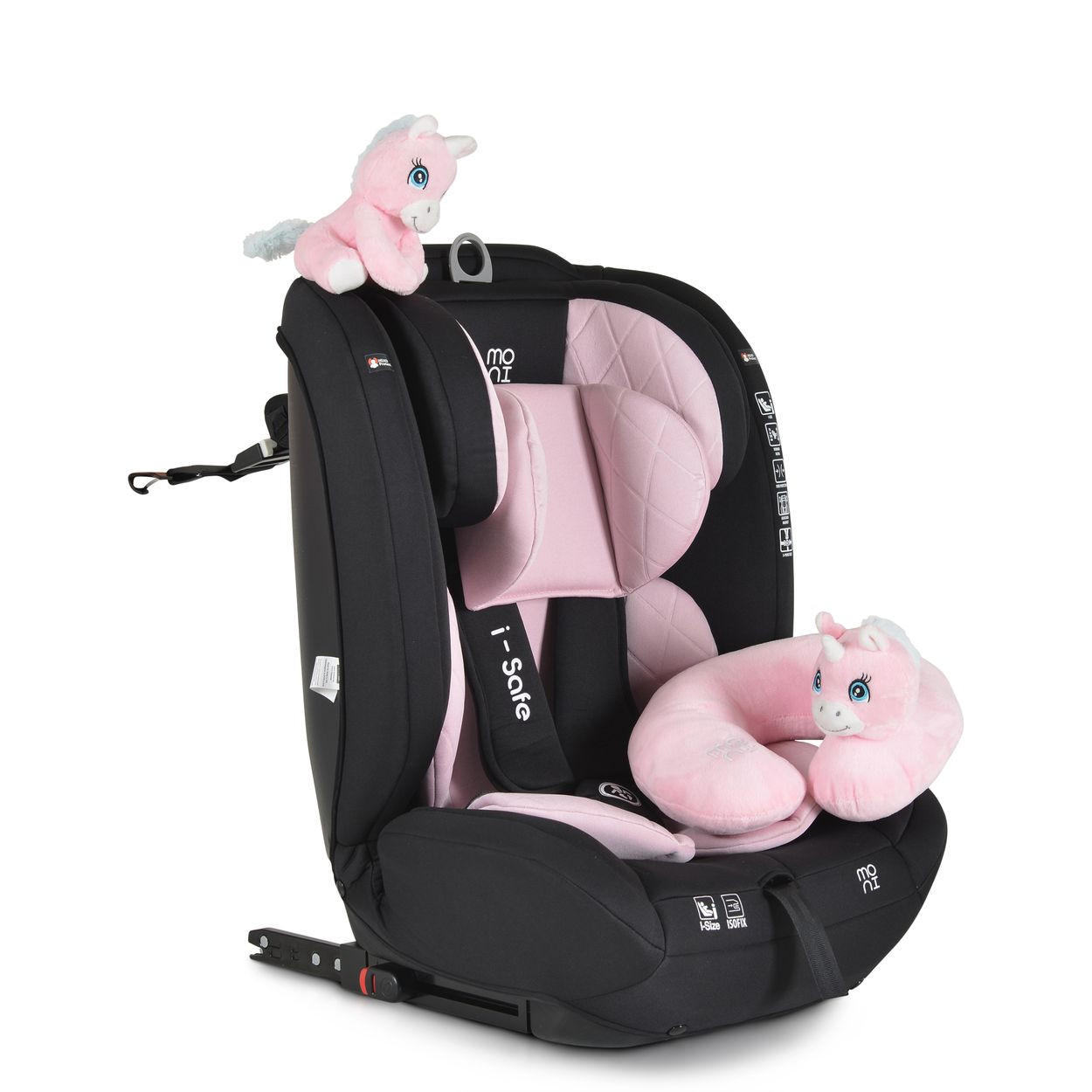KINDERSITZ i-Size i-Safe rosa (76-150cm) Isofix, Top Tether, 13-fach verstellbar - Rosa, Kunststoff (45/60/46cm) - Moni