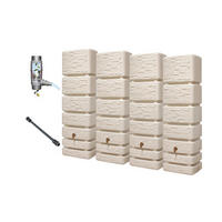 WANDTANK Komplett-Set 1400 L sandbeige 4 x 350 L inkl. Verbindungsset, Kunststoff-Auslaufhahn und Fallrohranschluss - Beige, Kunststoff (270/184/39cm) - 4rain